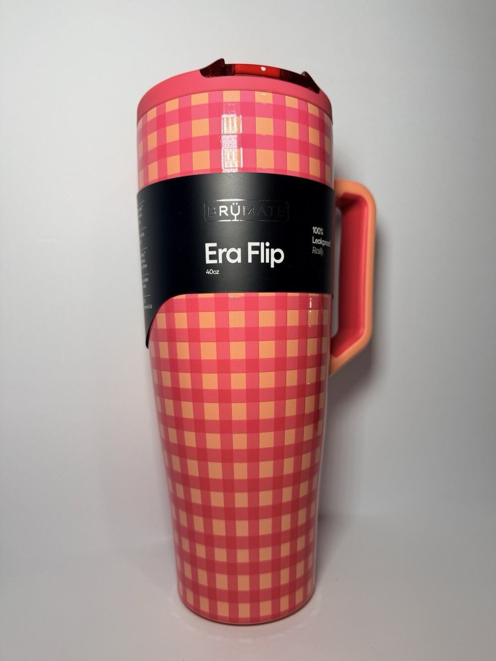 Brumate X Madi Nelson Target Exclusive PEACH GINGHAM 40oz Era Flip Tumbler NWT